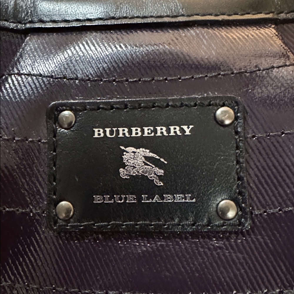 Burberry Blue Label purple coated canvas shoulder bag. - Picture 6 of 12